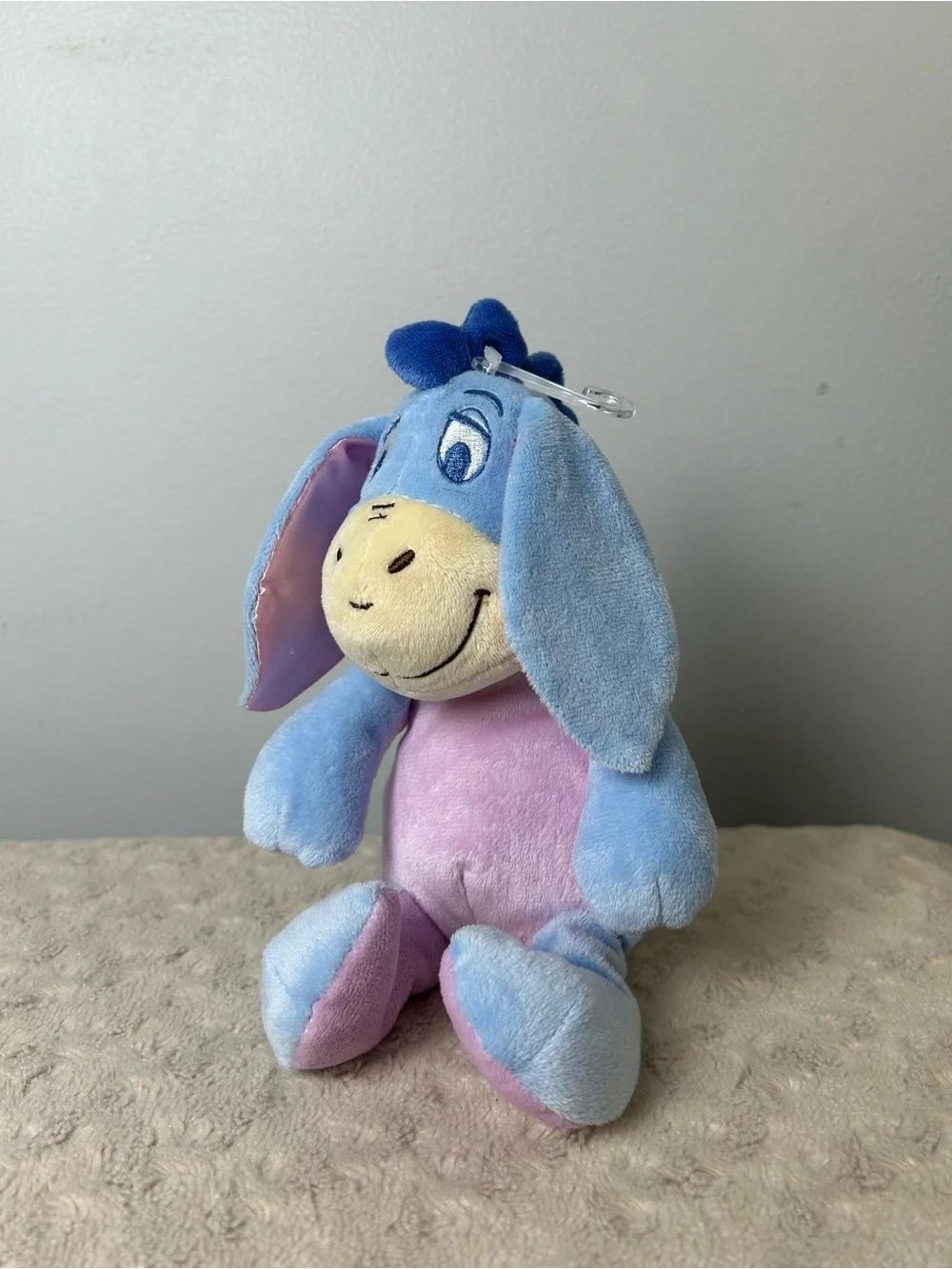 Disney Kids Preferred Eeyore Plush Stuffed Animal Blue Pink Bow Crinkle Ears